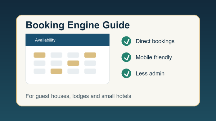 Booking engine checklist illustration for guest houses and small hotels