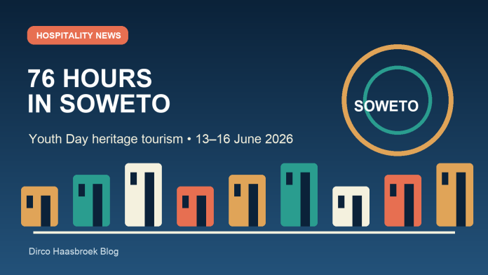 Editorial graphic reading 76 Hours in Soweto for a Youth Day heritage tourism news update.