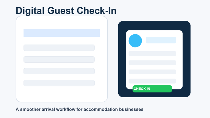 Digital guest check-in workflow illustration for accommodation businesses