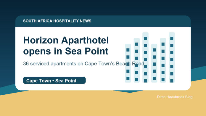 Editorial graphic for Horizon Aparthotel opening in Sea Point, Cape Town hospitality news.
