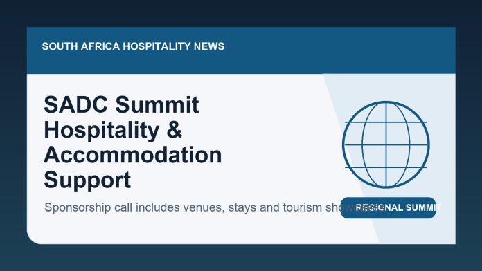 Editorial graphic for SADC Summit 2026 hospitality and accommodation support news